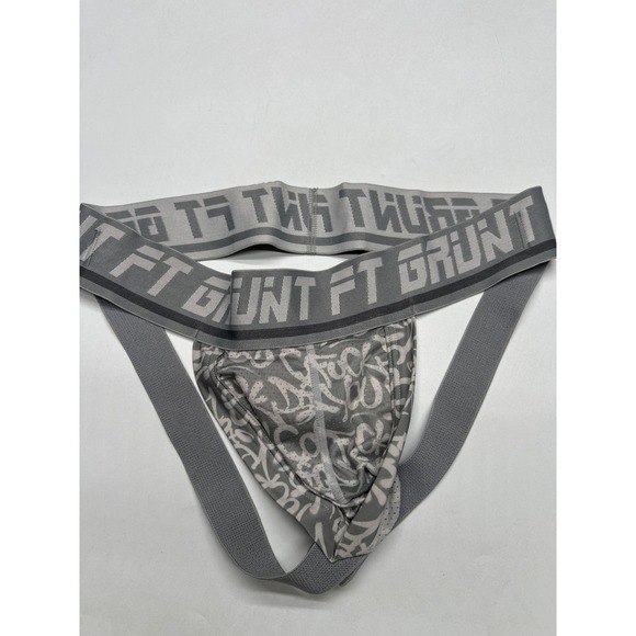FT Grunt Men's Gray Jockstrap Underwear Graffiti Design Boxer Briefs - Picture 3 of 6